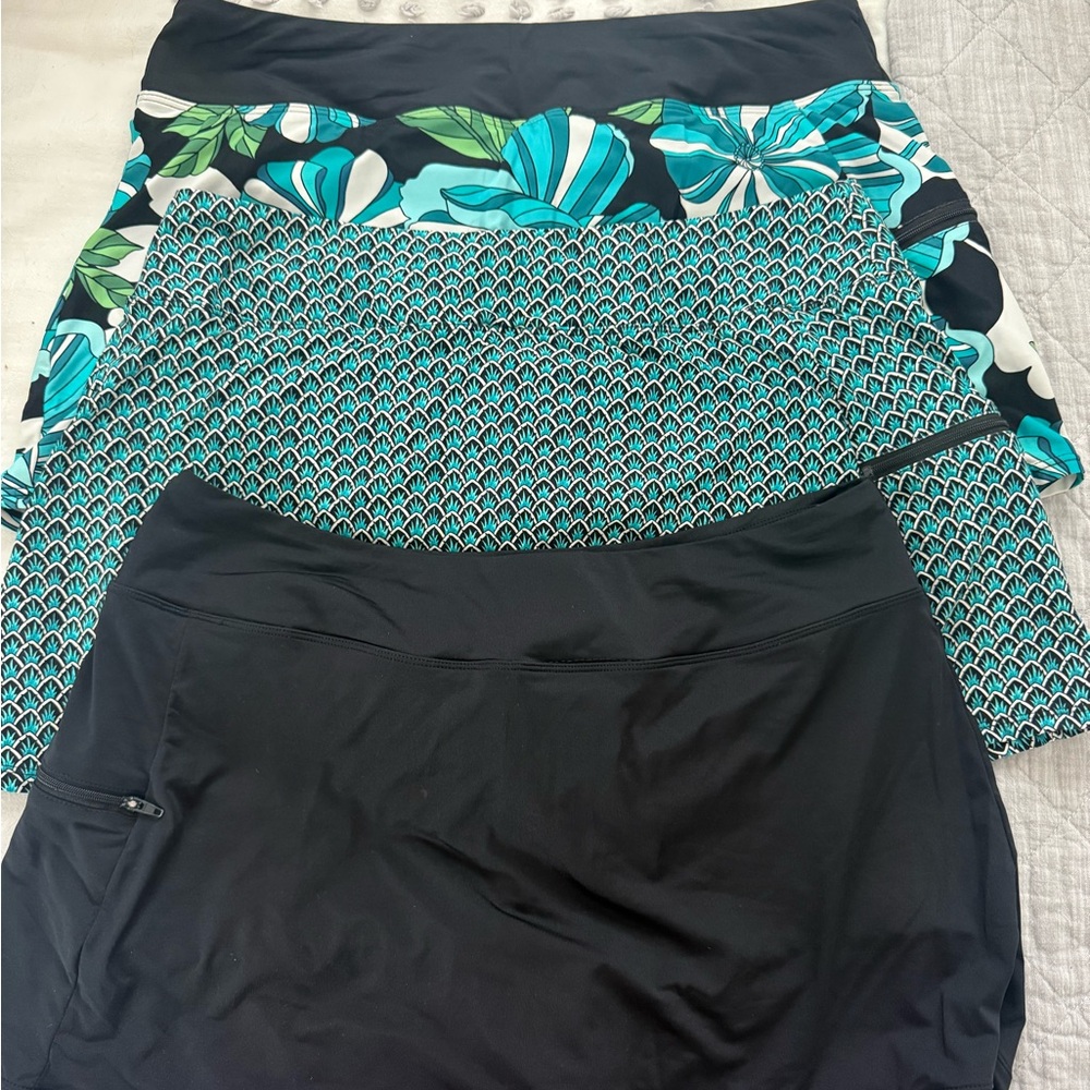 Beach House Swimwear/swim skirts - Black and Teal Floral